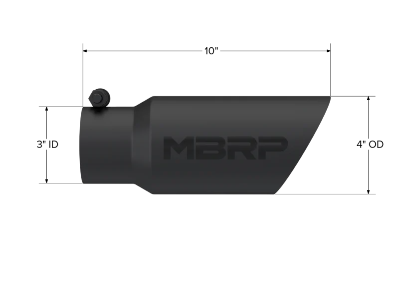 MBRP Universal Tip 4in OD 3in Inlet 10in Length Dual Wall Angled End Black - Image 3