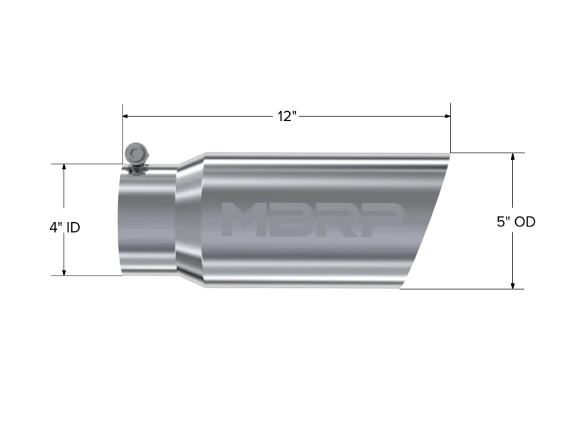 MBRP Universal Tip 5 O.D. Angled Single Walled 4 inlet 12 length - Image 3
