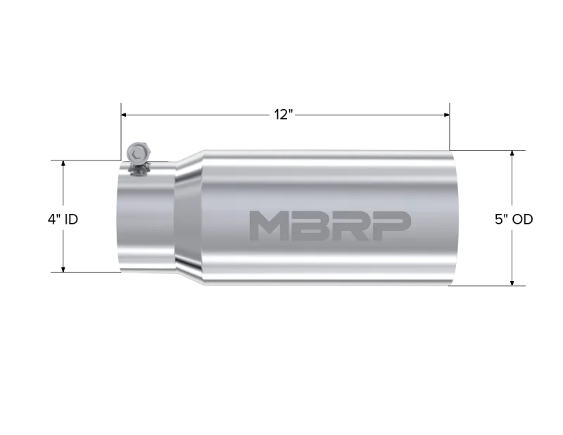 MBRP Universal Tip 5 O.D. Dual Wall Straight 4 inlet 12 length - Image 3