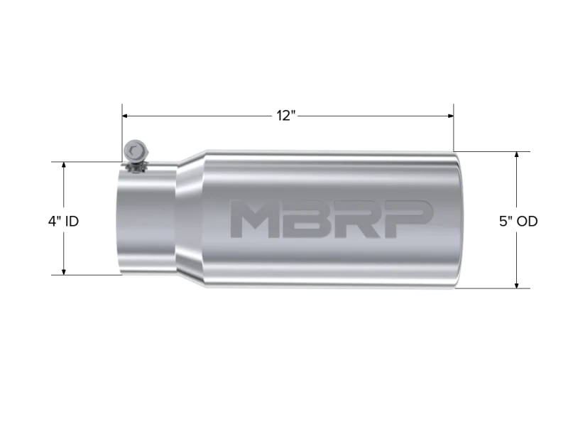MBRP Universal Tip 5 O.D. Rolled Straight 4 inlet 12 length - Image 3