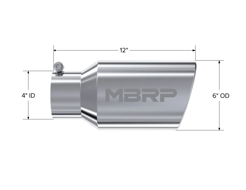 MBRP Universal Tip 6 O.D. Angled Rolled End 4 inlet 12 length - Image 3