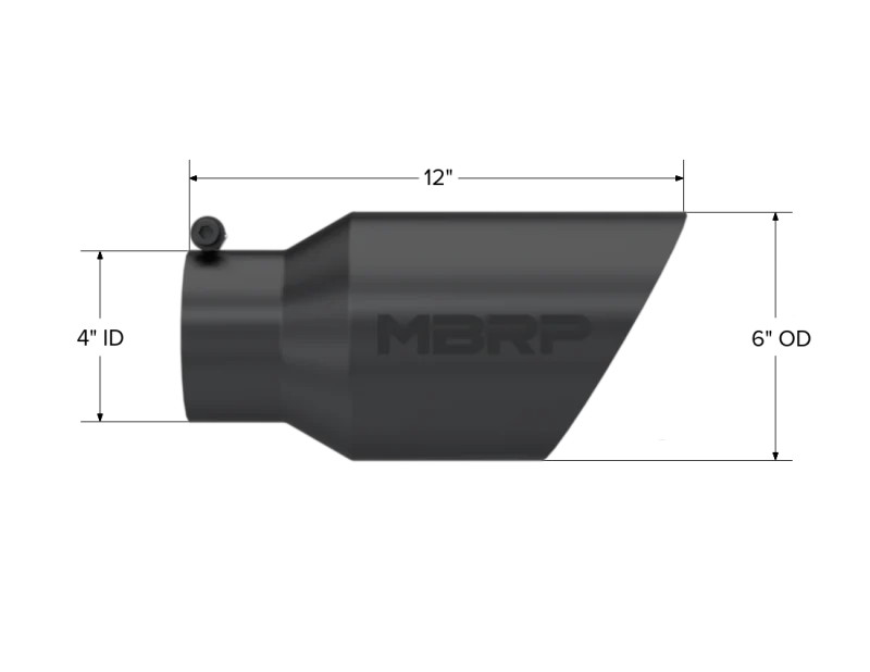MBRP Universal Tip 6 O.D. Dual Wall Angled 4 inlet 12 length - Black Finish - Image 3