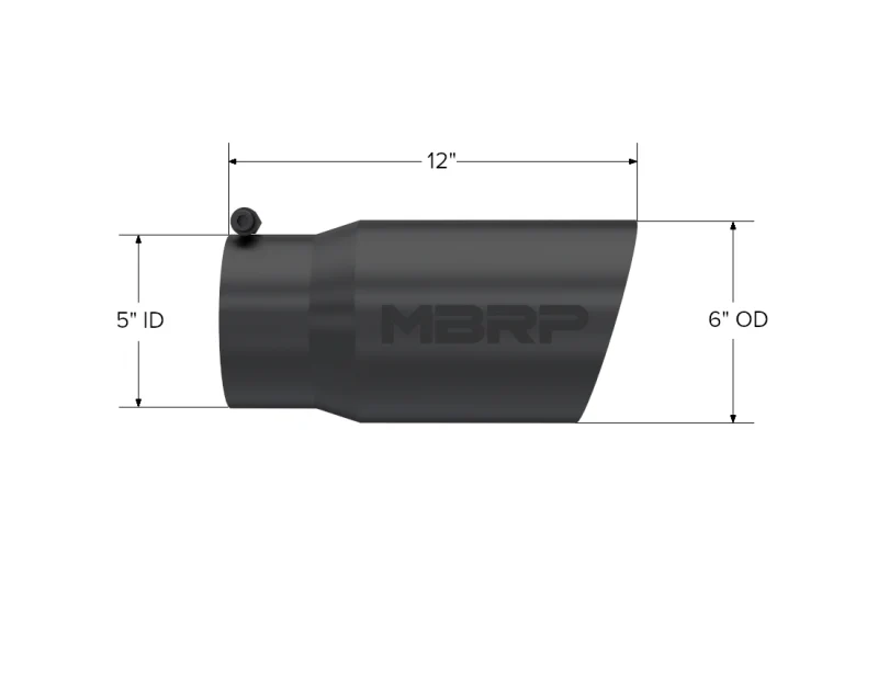 MBRP Universal Tip 6 O.D. Dual Wall Angled 5 inlet 12 length - Black Finish - Image 3