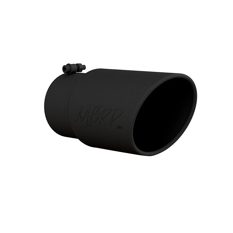 MBRP Universal Tip 6in O.D. Angled Rolled End 5 inlet 12 length - Black Finish - Image 2