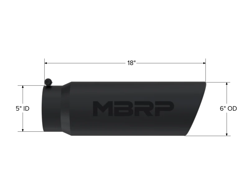 MBRP Universal Tip 6in OD Angled Rolled End 5in Inlet 18in Length Black Finish Exhaust - Image 3