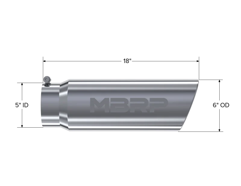 MBRP Universal Tip 6in OD Angled Rolled End 5in Inlet 18in Length T304 Exhaust - Image 3