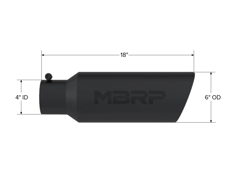 MBRP Universal Tip 6in OD Rolled End 4in Inlet 18in L Black Coated Exhaust Tip - Image 3