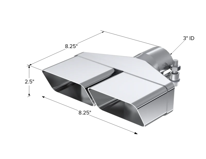MBRP Universal Tip 8inx 2.375in ID Rectangle 2.5in O.D. inlet 8.25in length T304 - Image 3