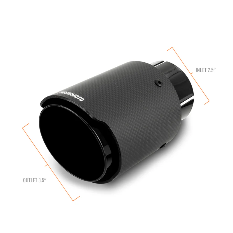 Mishimoto 2x Carbon Fiber Muffler Tip 2.5in Inlet 3.5in Outlet Black - Image 4