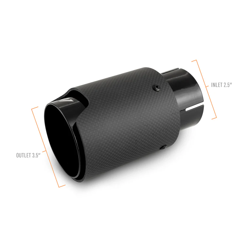 Mishimoto Carbon Fiber Muffler Tip 2.5in Inlet 3.5in Outlet M Black - Image 2