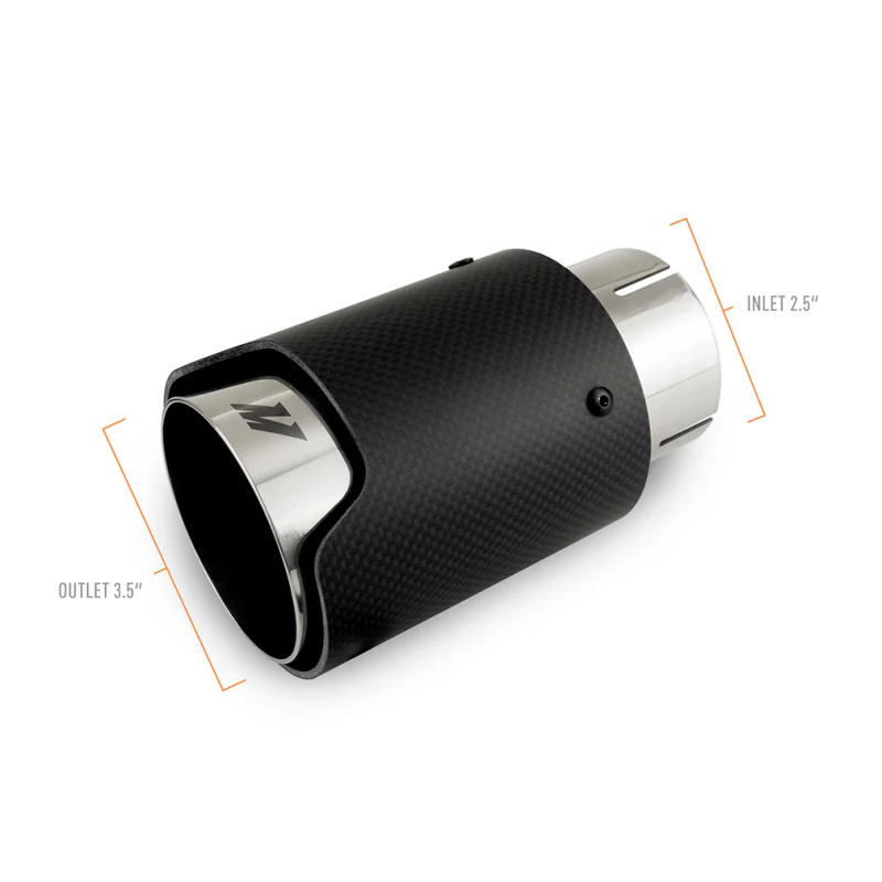 Mishimoto Carbon Fiber Muffler Tip 2.5in Inlet 3.5in Outlet M Polished - Image 2