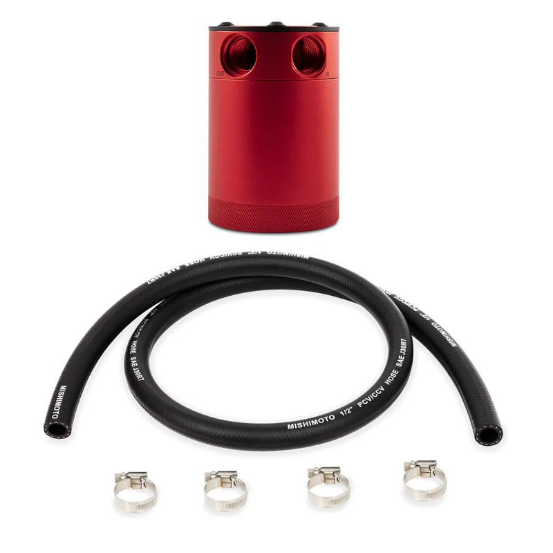 Mishimoto Compact Baffled Oil Catch Can - 2-Port - Red - Image 2