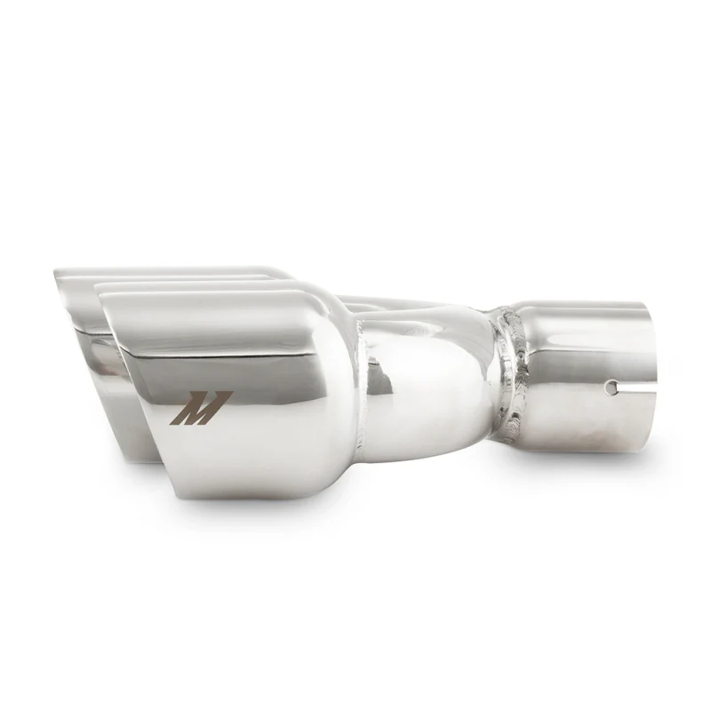 Mishimoto Dual Offset Tips 2.5in Inlet 3in Outlet Slash Cut - Polished - Image 4