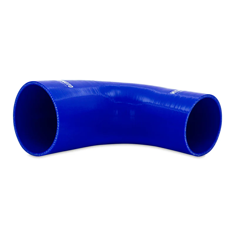 Mishimoto Silicone Reducer Coupler 90 Degree 3in to 4in - Blue - Image 2