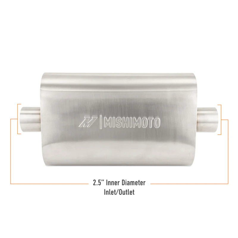 Mishimoto Universal Muffler with 2.5in Center Inlet/Outlet - Brushed - Image 2