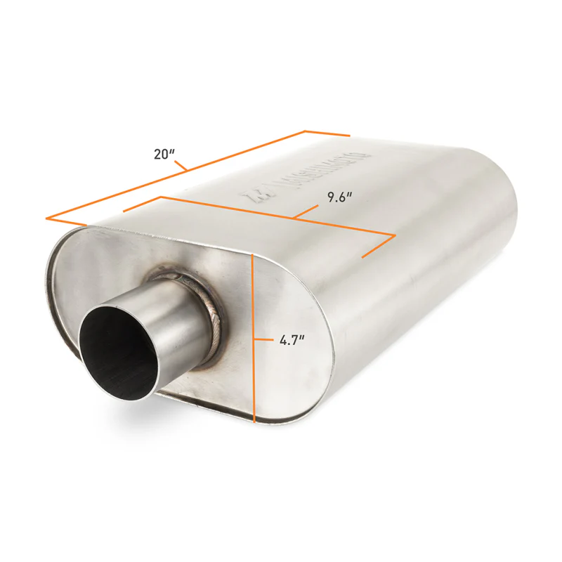 Mishimoto Universal Muffler with 2.5in Center Inlet/Outlet - Brushed - Image 3