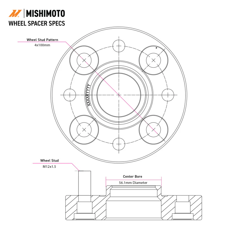 Mishimoto Wheel Spacers - 4x100 - 56.1 - 15 - M12 - Black - Image 5