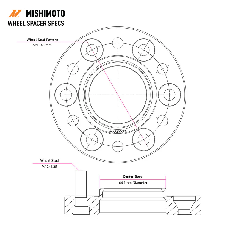 Mishimoto Wheel Spacers - 5x108 - 63.3 - 20 - M12 - Black - Image 5