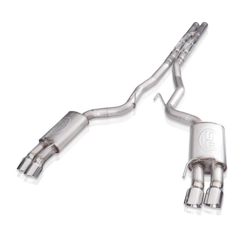 Stainless Works 18+ Ford Mustang GT 3in Legend 304SS Catback w/ H-Pipe Quad Polished Tips (No Valve) - Image 2