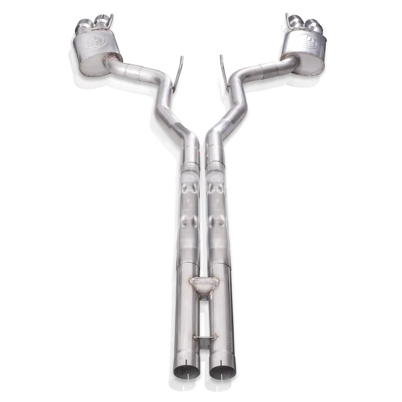 Stainless Works 18+ Ford Mustang GT 3in Legend 304SS Catback w/ H-Pipe Quad Polished Tips (No Valve) - Image 3