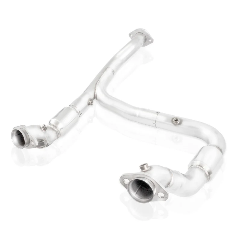 Stainless Works 2015-16 F150 2.7L Downpipe 3in High-Flow Cats Y-Pipe Factory Connection - Image 3