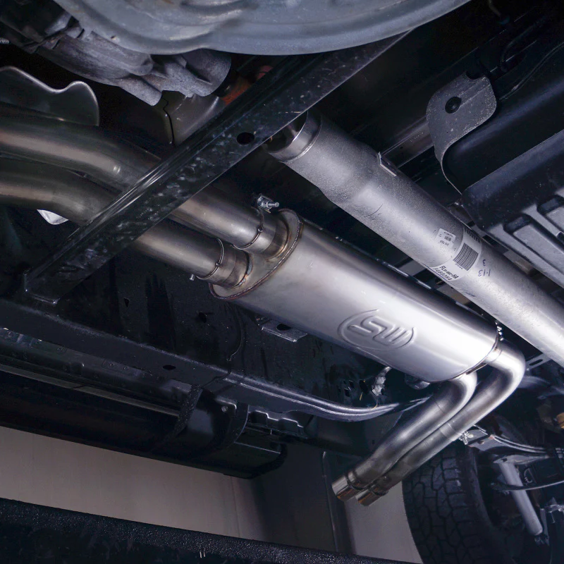 Stainless Works 2015-18 F-150 Exhaust X-Pipe Resonator Muffler Exits In Front Of Passenger Rear Tire - Image 3