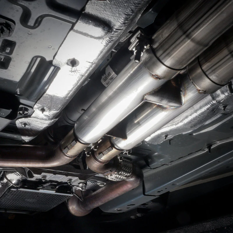 Stainless Works 2018+ Ford Mustang GT 3in Redline Series Catback H-Pipe w/Active Valves & Quad Tips - Image 3