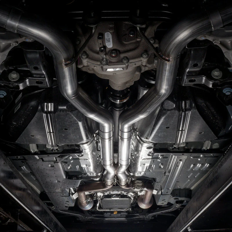 Stainless Works 2018+ Ford Mustang GT 3in Redline Series Catback X-Pipe w/Active Valves & Quad Tips - Image 3