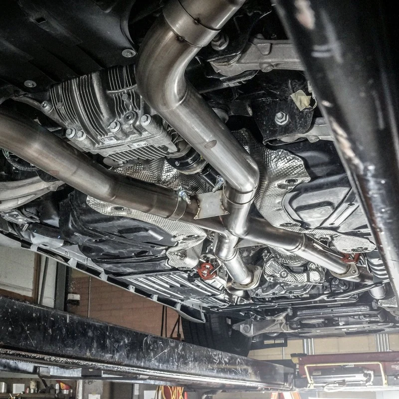Stainless Works 2018 Jeep TrackHawk 6.2L 3in Catback System X-Pipe Turbo S-Tube Muffler Stock Exit - Image 11