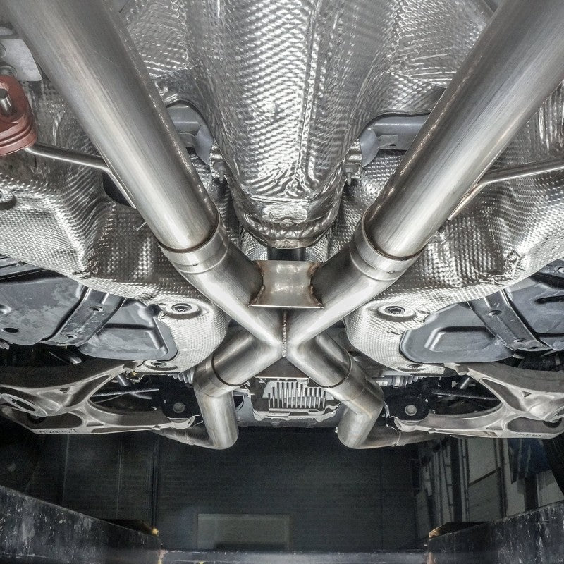 Stainless Works 2018 Jeep TrackHawk 6.2L 3in Catback System X-Pipe Turbo S-Tube Muffler Stock Exit - Image 6