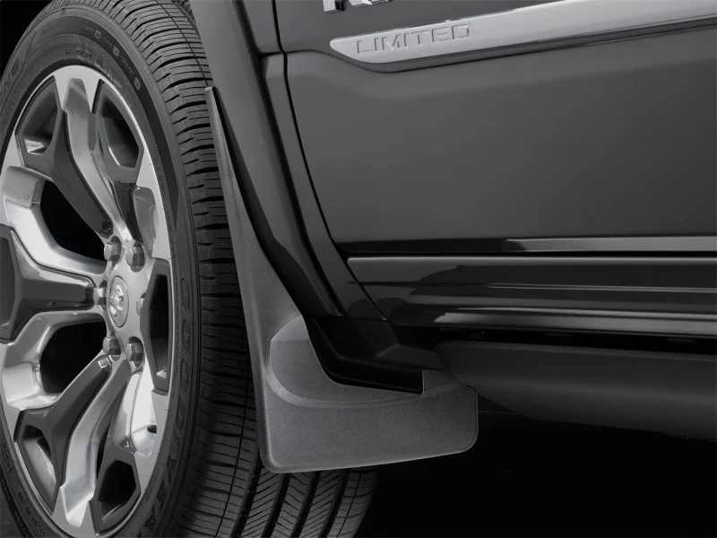 WeatherTech 19+ Dodge Ram w/ Factory Flares Front No Drill Mudflaps - Black - Image 2