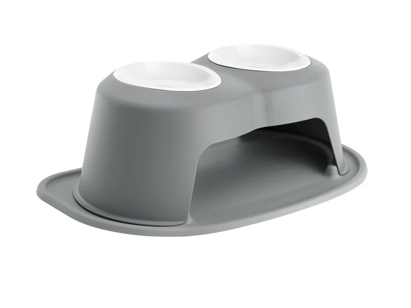 WeatherTech Pet Feeding System Double High 32oz 8in. Poly Bowl - Dark Grey