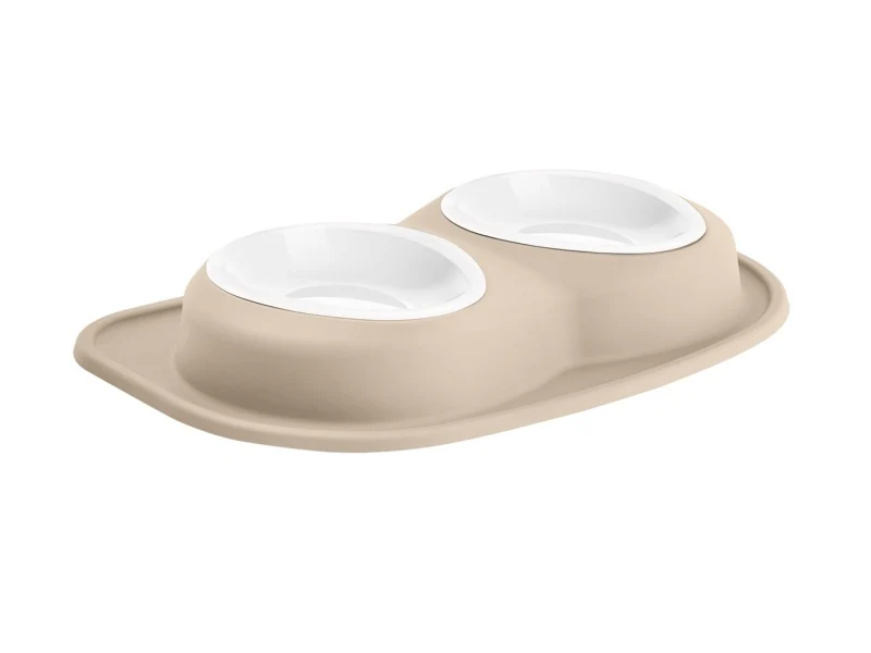 WeatherTech Pet Feeding System Double Low 64oz 3in. Poly Bowl - Tan