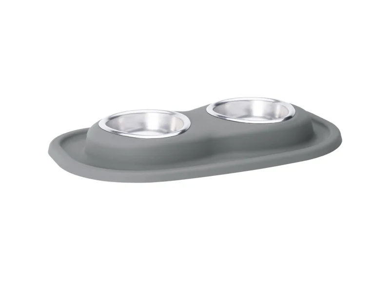 WeatherTech Pet Feeding System Double Low 8oz 1in. Stainless Bowl - Dark Grey