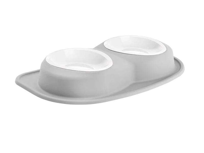 WeatherTech Pet Feeding System Double Low 96oz 3in. Poly Bowl - Light Grey