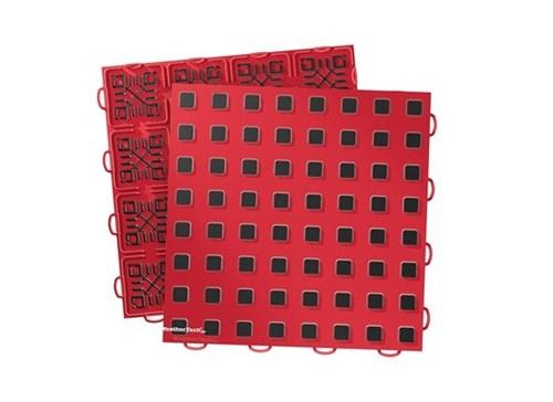 WeatherTech TechFloor 12in x 12in Solid Floor Tile w/ Raised Squares - Red - Image 2