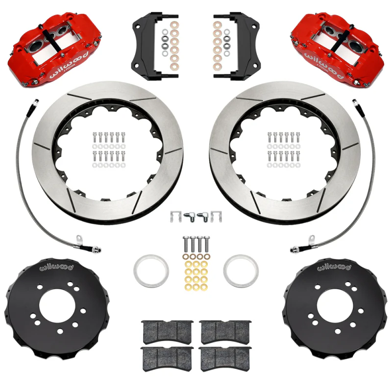 Wilwood 95-98 Nissan Skyline Superlite 6R Front BBK w/ 12.88in Slotted Rotors & Flexlines - Red