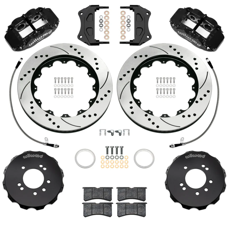 Wilwood 99-02 Nissan Skyline Superlite 6R Front BBK w/ 14.00in D/S Rotors & Flexlines - Black