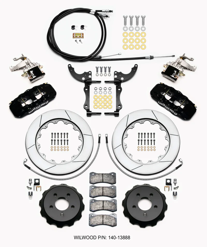 Wilwood AERO4 / MC4 Rear Kit 14.00 15-23 Mustang w/Lines & Cables