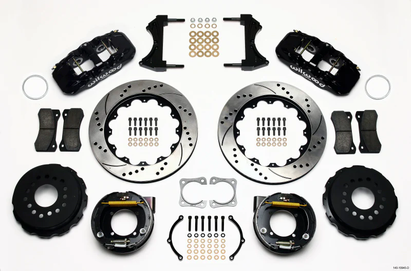 Wilwood AERO4 Rear P-Brake Kit 14.00in Drilled Chevy 12 Bolt-Spec 3.15in Bearing