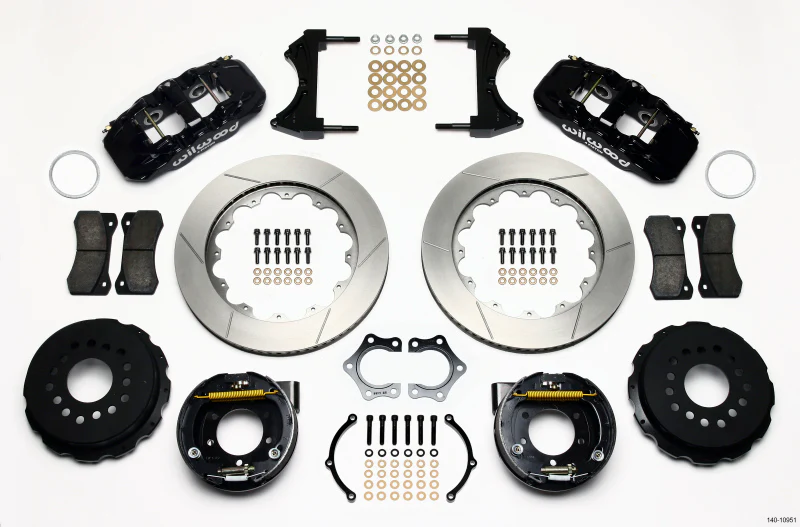 Wilwood AERO4 Rear P-Brake Kit 14.00in Mopar/Dana 2.36in Off w/Snap Ring Bearing
