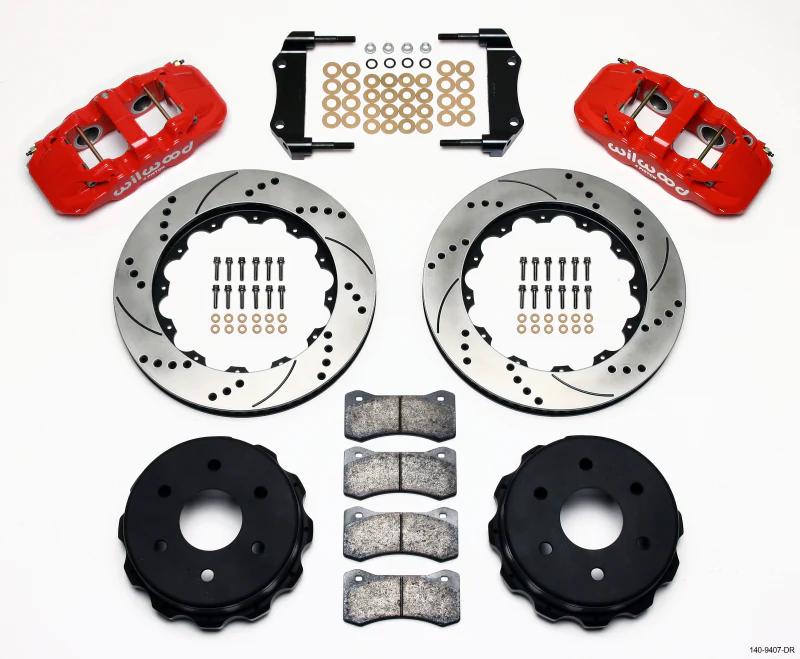 Wilwood AERO4 RearTruck Kit 14.25in Drill Red 1999-2010 GM 1500-SUV 1 Piston OE Caliper