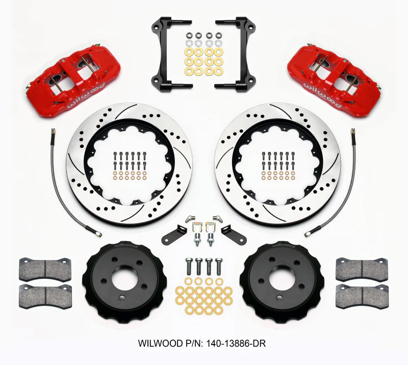Wilwood AERO6 Front Hat Kit 14.00 Drilled Red 15-23 Mustang w/Lines
