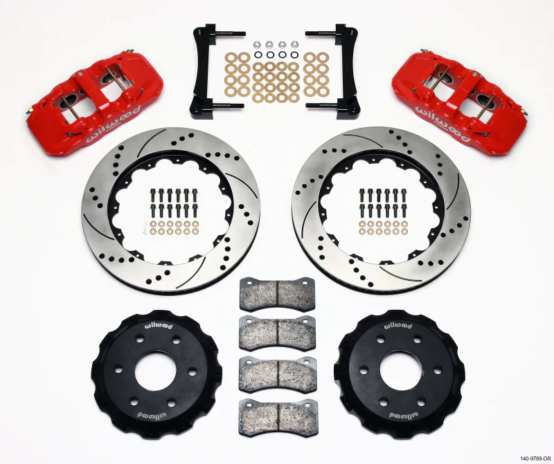 Wilwood AERO6 Front Truck Kit 14.25in Drill Red 1999-2014 GM Truck/SUV 1500