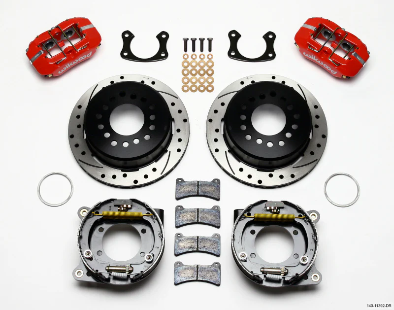 Wilwood Dynapro Low-Profile 11.00in P-Brake Kit Drill-Red New Big Ford 2.50in Off Staggered Mount