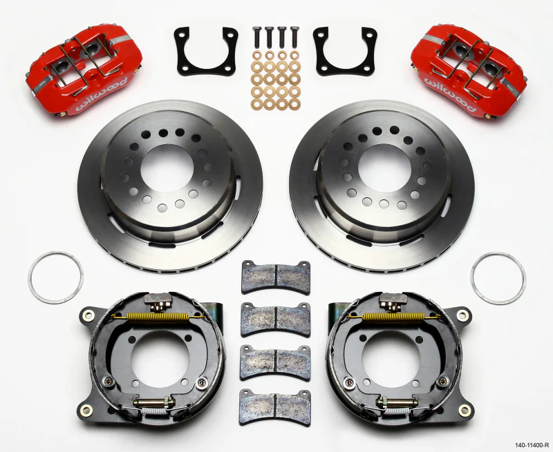 Wilwood Dynapro Low-Profile 11.00in P-Brake Kit - Red Chevy 12 Bolt Spcl 2.81in Off Stag Mount