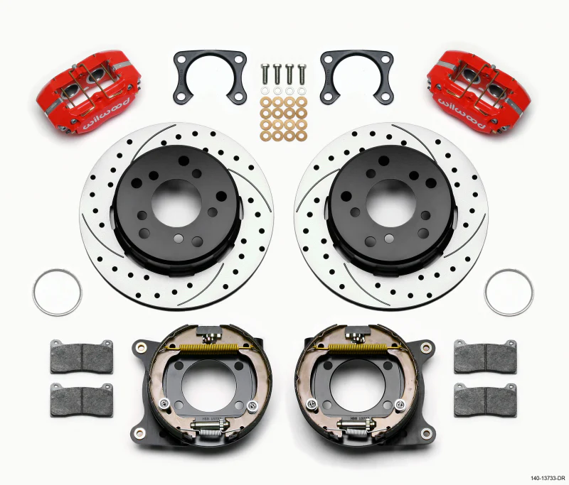 Wilwood Dynapro Lug Mount P/S Park Brake Kit Drilled Red Big Ford 2.00in Off Bronco 5 x 5.50