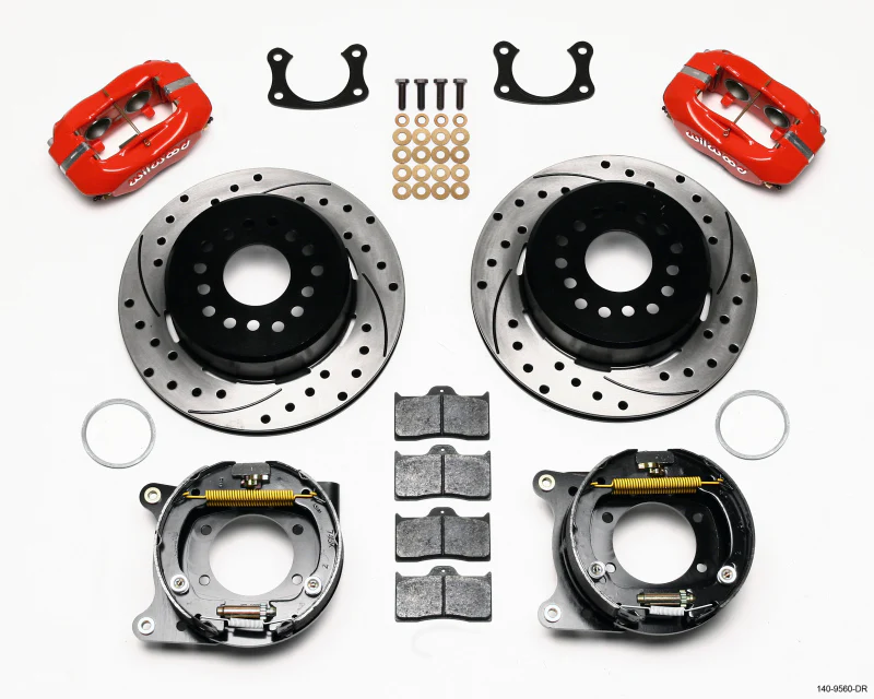 Wilwood Forged Dynalite P/S Park Brake Kit Drilled Red New Big Ford 2.50in offset Staggered Shock