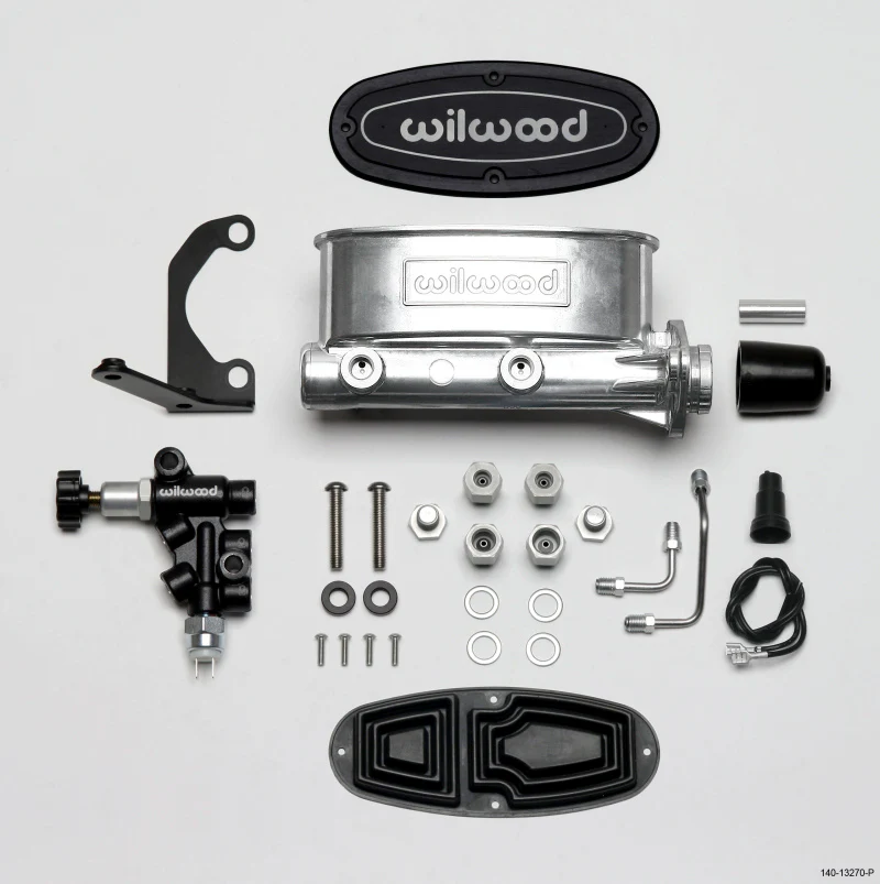 Wilwood HV Tandem M/C Kit w L/H Bracket & Prop Valve - 1 1/8in Bore Ball Burnished - Image 2