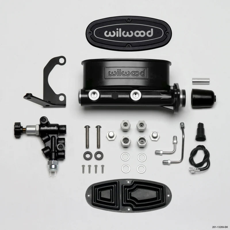 Wilwood HV Tandem M/C Kit w L/H Bracket & Prop Valve - 1in Bore Black - Image 2